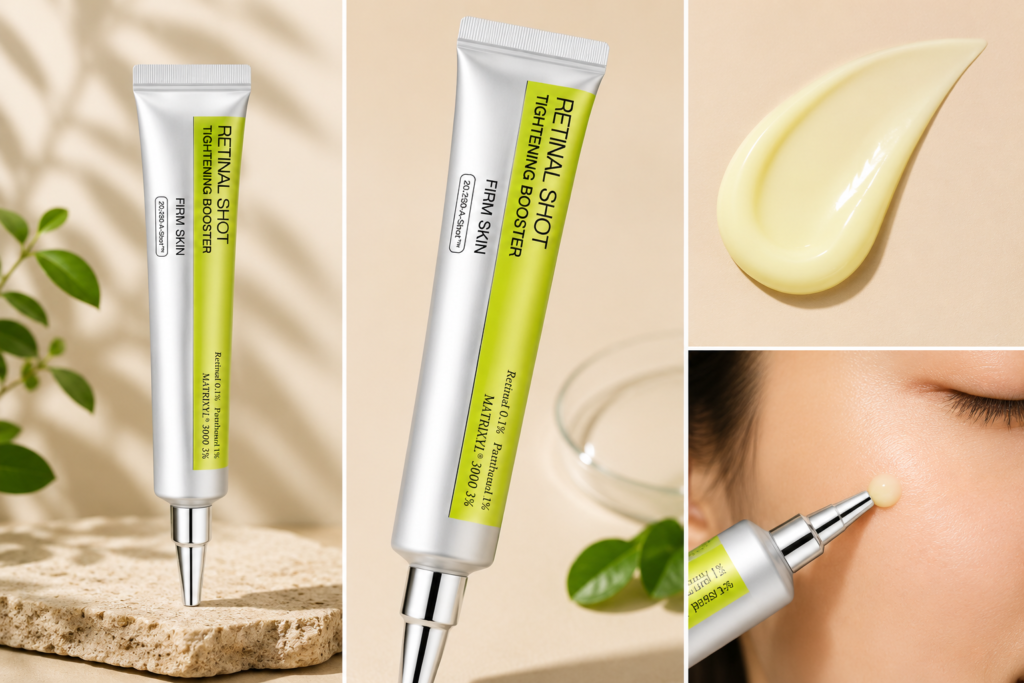CELIMAX retinal booster cream texture close-up skincare photography
