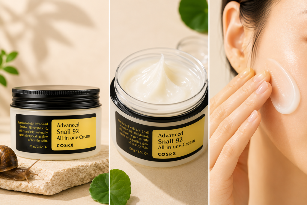 COSRX Advanced Snail 92 All In One Cream 100ml Korean skincare moisturizer with 92 percent snail mucin for deep hydration, skin barrier repair, healthy glow, and lightweight moisture care in Qatar climate