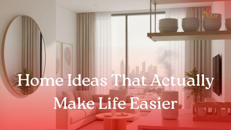 “Modern Qatar home interior with organized shelves, minimalist décor, and smart household products