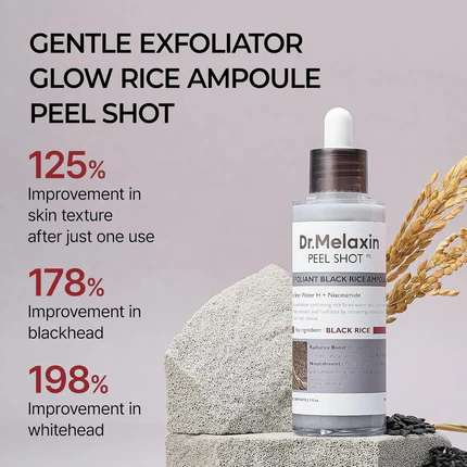 Dr Melaxin Peel Shot Exfoliating Black Rice Ampoule (80ml) - Image 4