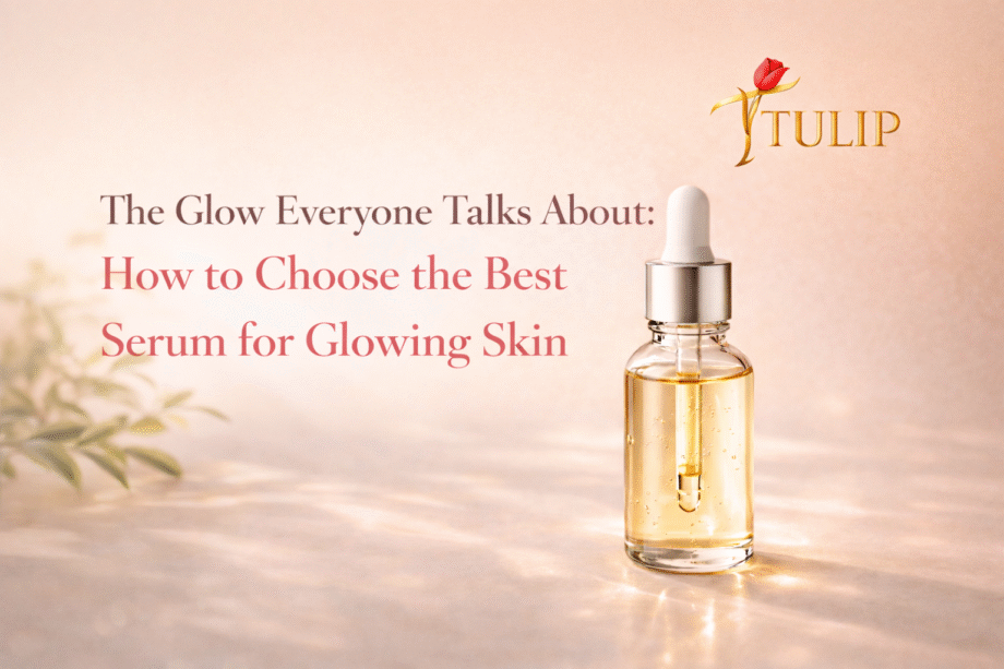 best serum for glowing skin displayed in a luxury glass dropper bottle with soft golden glow in Qatar