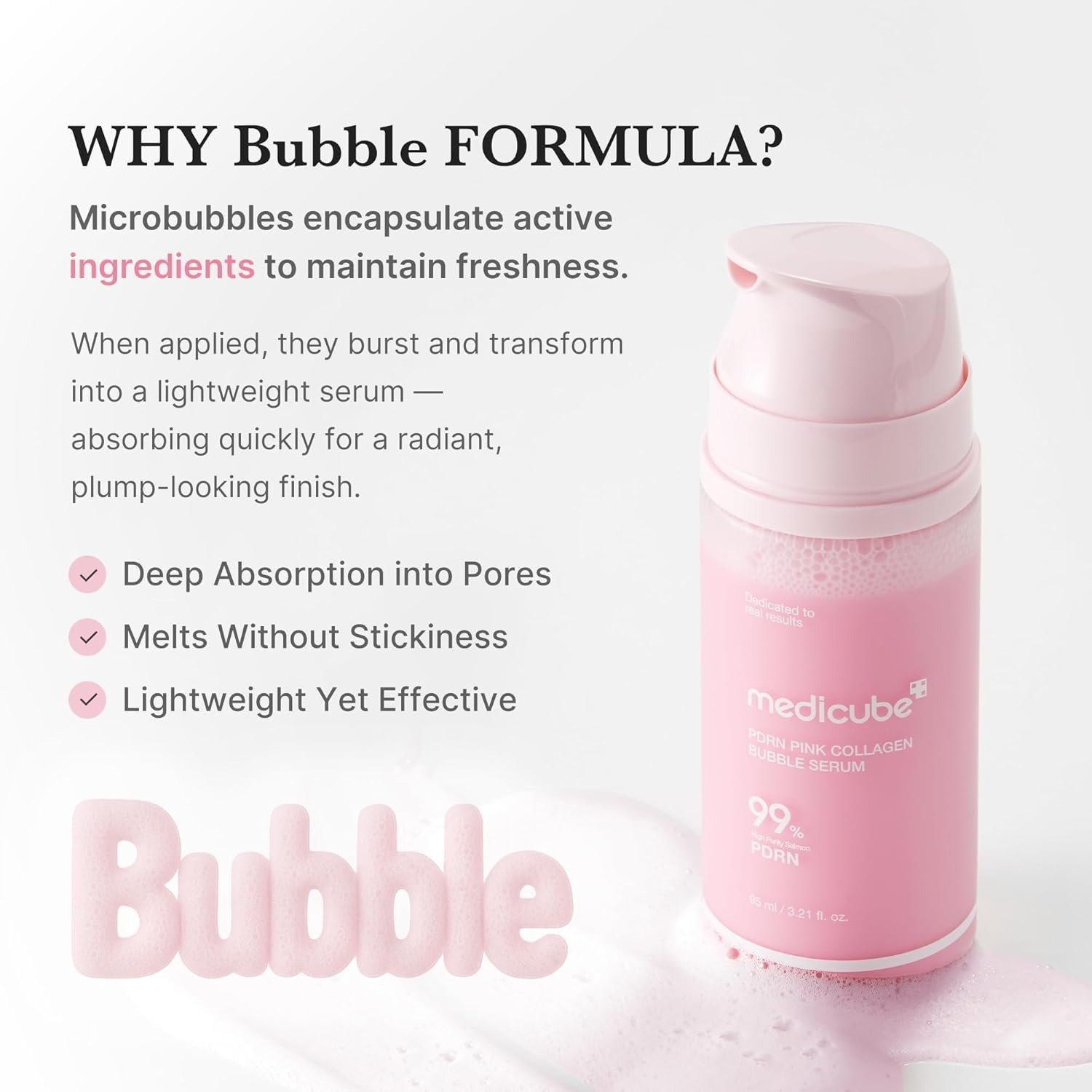 Medicube PDRN Pink Collagen Bubble Serum (95ml) - Image 3