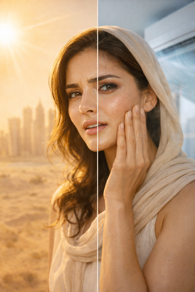 skin dryness caused by air conditioning in the Qatar climate