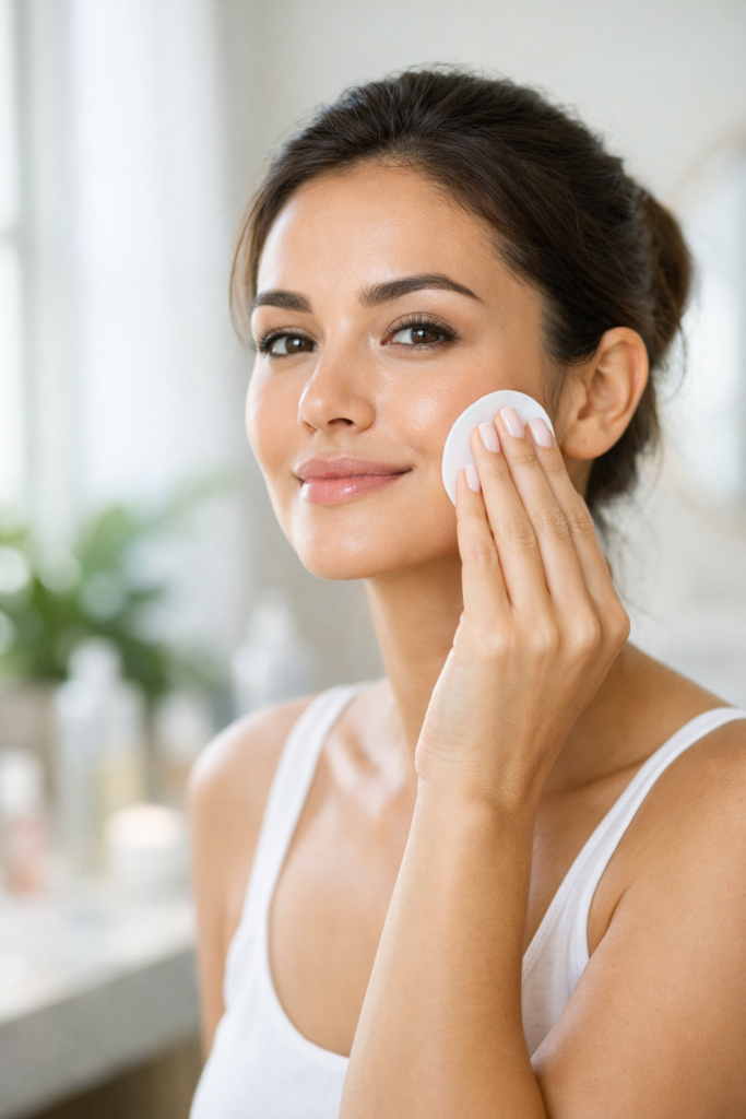 how toner works on face applying toner for skin care routine