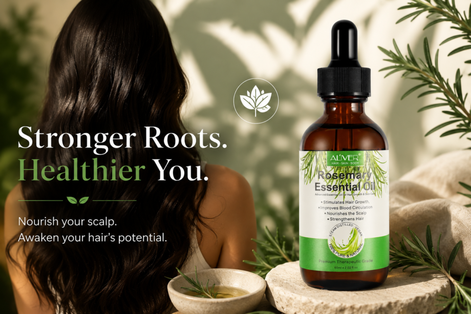 Rosemary hair serum for healthier hair in Qatar, featuring a nourishing rosemary scalp serum designed to reduce frizz, support scalp care, and promote stronger-looking hair