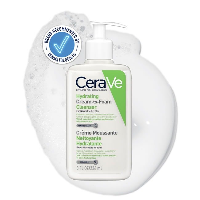 CeraVe Hydrating Cream-to-Foam Cleanser 236ml - Image 2