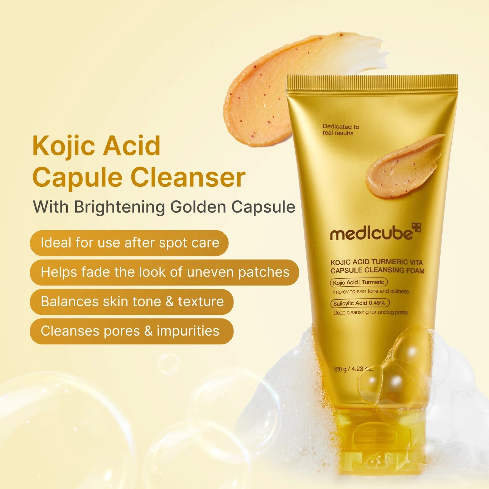 Medicube Kojic Acid Turmeric Vita Capsule Cleansing Foam (120g) - Image 3