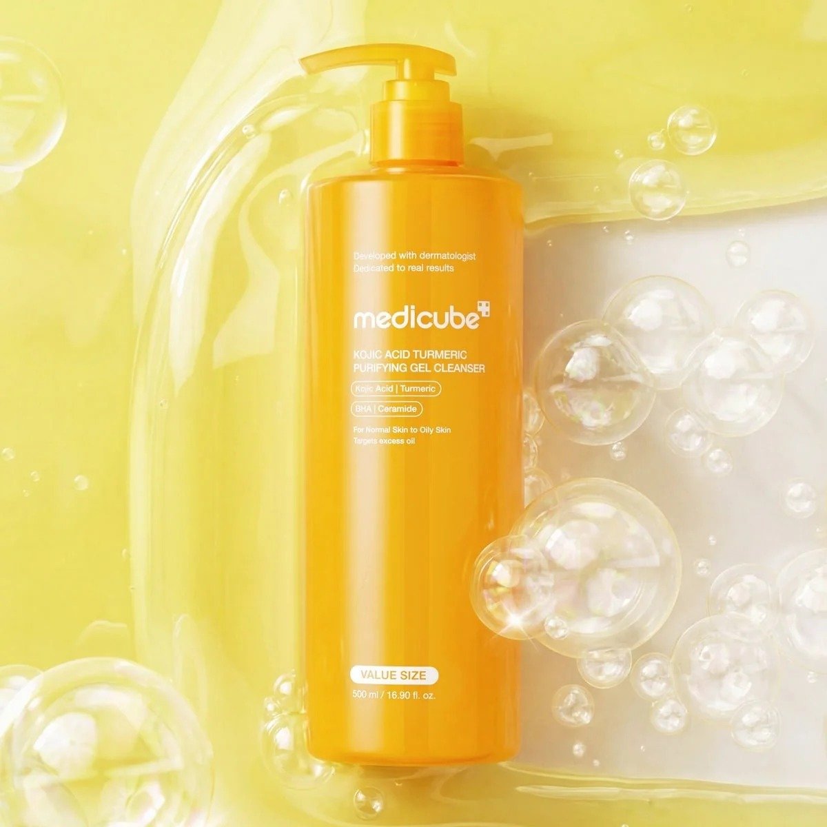 Medicube Kojic Acid Turmeric Purifying Gel Cleanser (500mL) - Image 3