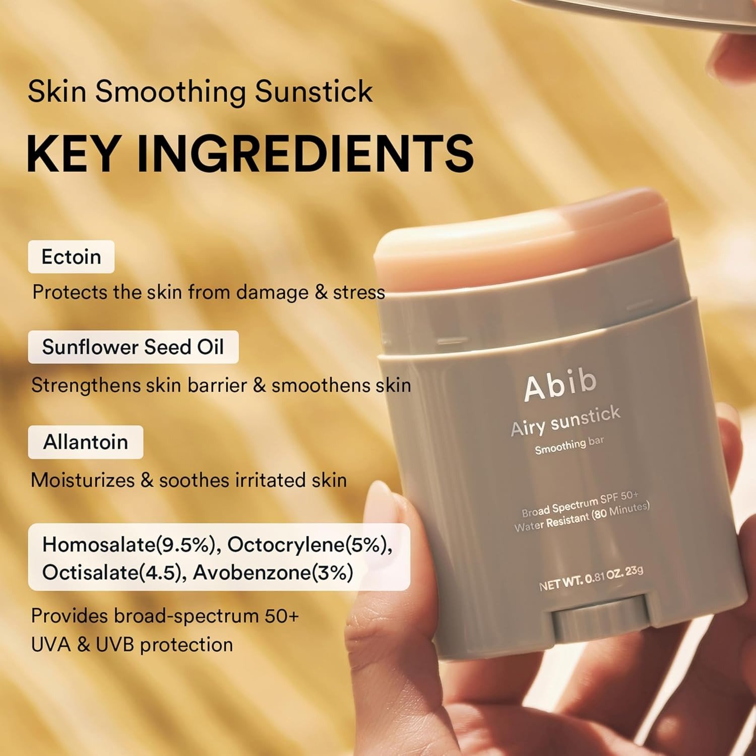 Abib Airy Sunstick Smoothing Bar SPF50+ PA++++ (23g) - Image 3